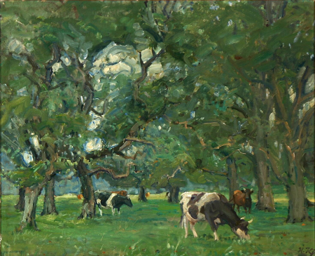 Cattle in a summer forest., Harald Kjær, between 1894 and 1948