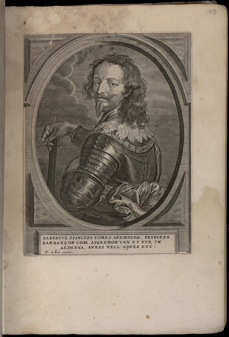 Albertus princeps comes Aremberg: princeps Barbançon com. Aigremont et Rup. In Ardenna, aurei vell: eques etc.., Pieter de Jode II, 1652