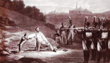 The shooting of Colonel Engelhardt., Pierre-Roch Vigneron, 1824