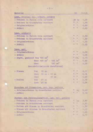 Preis-Liste für Fellteile und -stücken, DDR 1974 (4)
