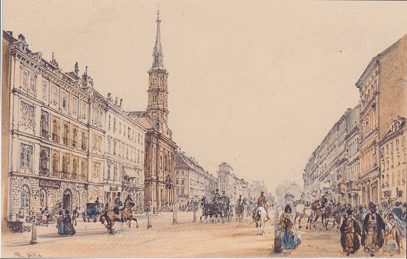 Die Jägerzeile in Wien, Rudolf von Alt, 1844