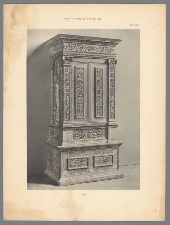 Gedecoreerd kabinet met naar architectuur verwijzende elementen, RP-F-00-9459, between 1875 and 1930