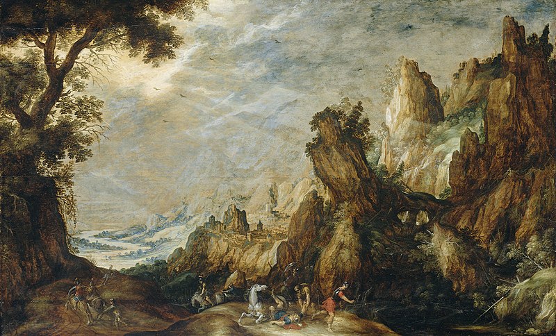 Landscape with the Conversion of Saul, Kerstiaen de Keuninck, between 1600 and 1625