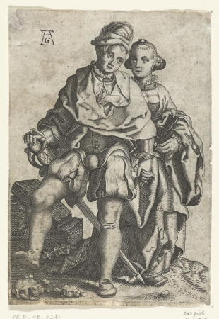 Dansend paar Kleine paren dansende bruiloftsgasten, tweede serie (serietitel), RP-P-OB-2781, Heinrich Aldegrever, between 1551 and 1610