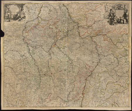 Theatre of the war on the Rhein, Moessele, Mayn, & the Necker / on the memoirs of Mr. Sanson; K. Hüyberts in. and f., Cornelis Huyberts