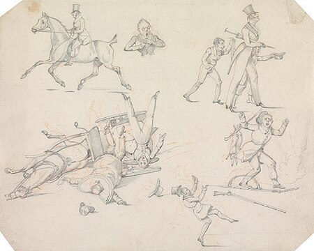 Symptoms: of Being Drawn, of a Fine Song, of Troting, of Being In, of Being Out, of a Recoil, Henry Thomas Alken, between 1822 and 1827