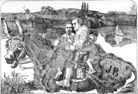 The Nightmare Alternative titles: A NightmareParody on "Sir Isumbras at the Ford" by Millais, Frederick Sandys, circa 1857