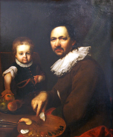 Self-portrait with daughter, Jan Kupecký, 1713