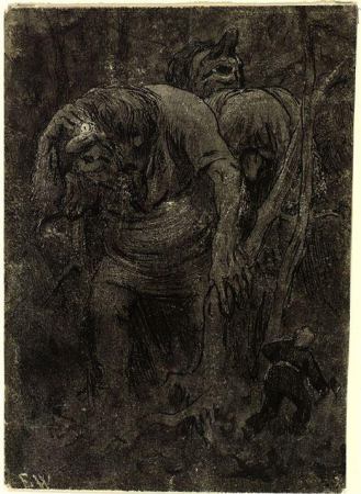 The Trolls had only one Eye among them, and they took turns using it, Erik Werenskiold, 1878