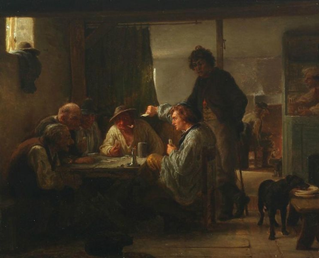 Lorenz Frolich - Card players in the local inn, Lorenz Frølich