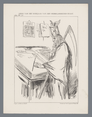 Spotprent op het afgelopen jaar, 1882, RP-P-OB-90.311, Johan Michaël Schmidt Crans