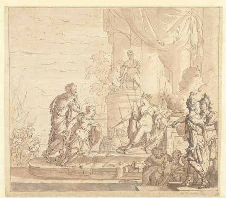 Aeneas bij Dido, RP-T-00-349, Mattheus Terwesten, between 1680 and 1757