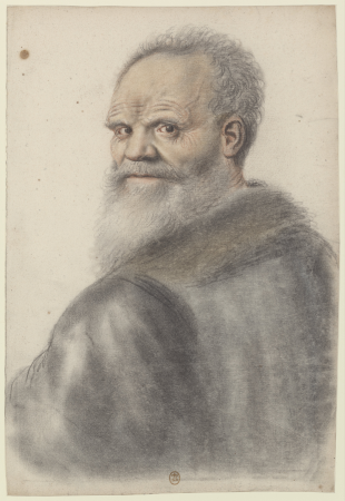 Homme âgé, à longue barbe, de dos, se retournant, la tête vue de trois quarts à gauche (Nicolas Lagneau), between 1600 and 1650
