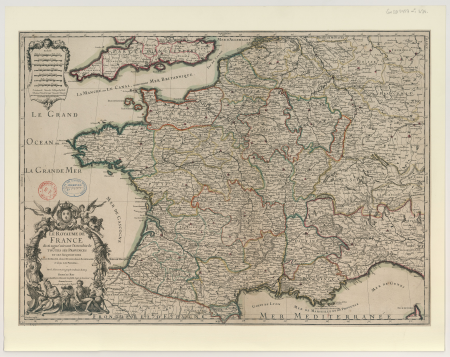The Kingdom of France distinguished according to the extent of all its provinces and its acquisitions in Spain, Italy, Germany and the Netherlands / by Mr Sanson, 1708