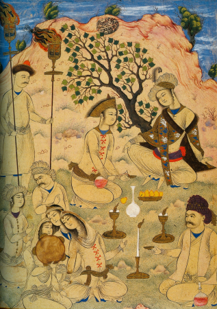 A picnic at night, Muhammad Qasim, circa 1650