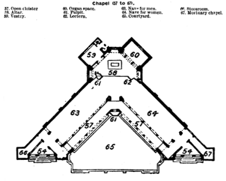 Chapel plan annotated, 16 June 1906