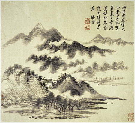 Wang Hui, Yang Jin, Gu Fang, Wang Yun, Xu Mei, antique landscape album on paper, Wang Yun, dated 1692