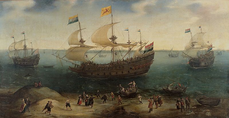 The Amsterdam four-master 'De Hollandse Tuyn' and other ships after returning from Brazil under the command of Paulus van Caerden