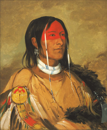 Eeh-tow-wées-ka-zeet, He Who Has Eyes Behind Him (also known as Broken Arm), a Foremost Brave, George Catlin, 1832