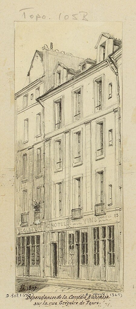 Théâtres R. G. Comédie française (ancienne) dépendances de la comédie française sur la rue Grégoire de Tours. D.8021(1369)(2), Léon Leymonnerye, En 1877