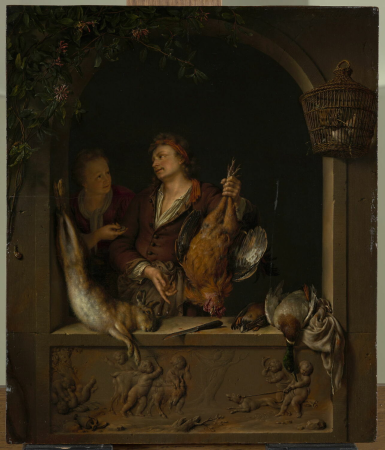 Poulterer in a window, Willem van Mieris, between 1675 and 1750