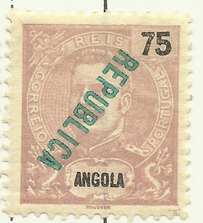 Stamp of Angola - 1914 - Colnect 426536 - 2 - King Carlos I - local overprint - REPUBLICA - back, Carlos I of Portugal