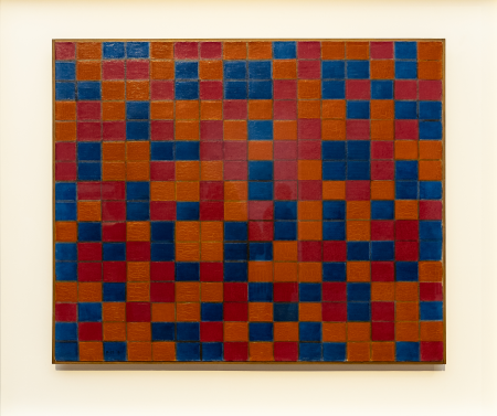 Grid combination 8: Checkerboard composition with dark colors, Piet Mondrian, 1919