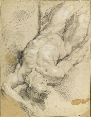 Study of a nude man on his back, Peter Paul Rubens, between 1600 and 1640