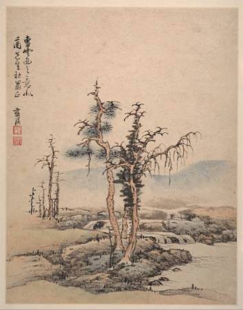 Lan Ying, Ming Dynasty, imitation of Song and Yuan landscape paintings, paper, Lan Ying, dated 1642