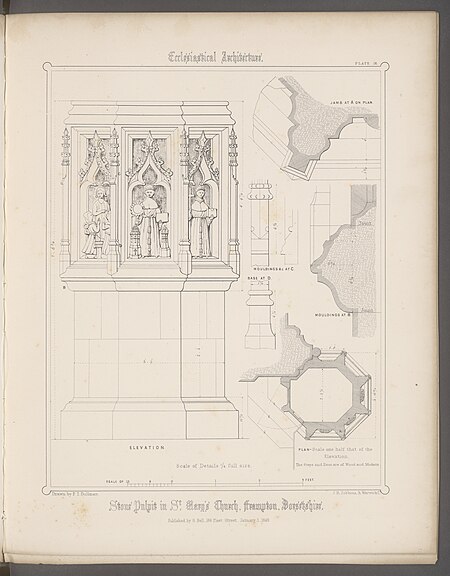 Examples of antient pulpits existing in England: selected and drawn form sketches and measurement taken on the spot, with descriptive letter-press, Francis Thomas Dollman