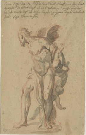 Design for a statue with an allegorical representation of time and love, Michiel van der Voort (I), between 1690 and 1737