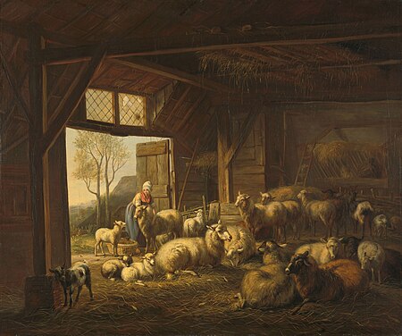 Sheep and goats in the stable, Jan van Ravenswaay, 1821