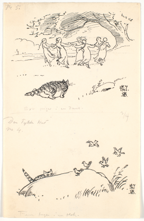 Two drafts of "The Fat Cat", Niels Skovgaard, 1911