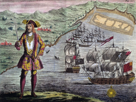 General History of the Robberies and Murders of the Most Notorious Pyrates - Captain Bartholomew Roberts with two Ships, Benjamin Cole, circa 1724