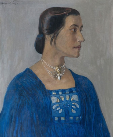 Fritz Hegenbart - Portrait einer Dame in Blau, Fritz Hegenbart, 1886