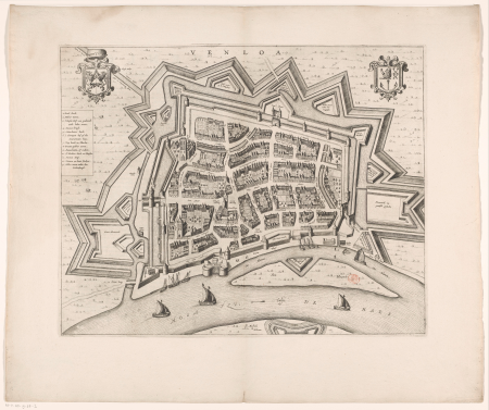Plattegrond van Venlo Venloa (titel op object), RP-P-AO-19-67-2, 1652