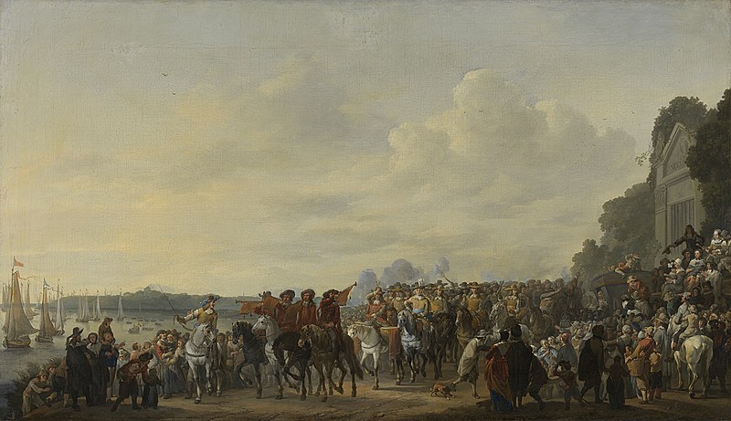 Charles II's Halt at Wema or Welna - Dutch Historical Event, Johannes Lingelbach, between 1650 and 1674