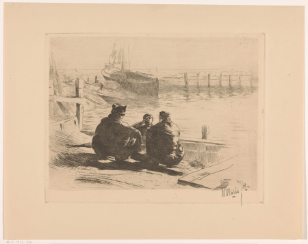 Volendamse vissers zittend in haven, RP-P-1937-2141, Matthijs Maris, between 1882 and 1929