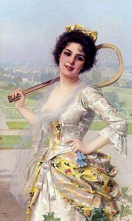 An elegant player, Vittorio Matteo Corcos, 1933 or before