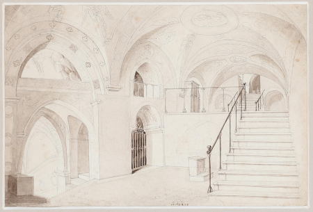 View from the Crypt in the Monastery of San Benedetto in Subiaco., Martinus Rørbye, 1836