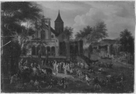 Der Kirchplatz, Pieter Bout, between 1658 and 1719