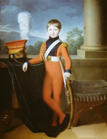 Full-length portrait of a child in a lancer's uniform, Jeanne-Elisabeth Chaudet, circa 1814