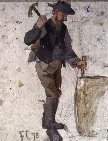 Man opening a Barrel, Frederik Collett, 1878