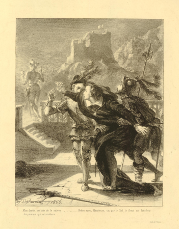 Hamlet wants to follow his father's shadow (Act.I Sc.IV), Eugène Delacroix, 1835