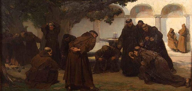 Monks playing bowl, Charles Hermans, 1867