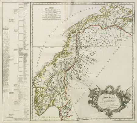 Kingdom of Norway Subdivided into its principal Governments. Taken from various Memoirs / By G. Sanson, ...; Review corrected and augmented By Mr. Robert, Ordinary Geographer of His Majesty, 1747