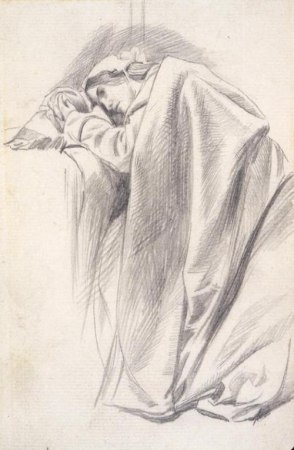 Study Of A Draped Female Figure, Reclining by Charles S Keene, Charles Keene