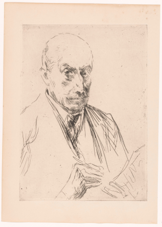 Self-portrait of Max Liebermann, drawing marker in hand, Max Liebermann, 1922