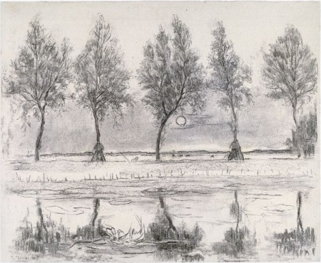 Trees at the Gein: rising moon, Piet Mondrian, 1907