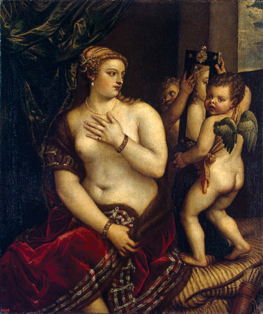 Venus with Two Cupids in Front of a Mirror (copy), Titian, between 1561 and 1570